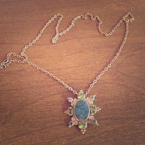 Long vintage silver necklace