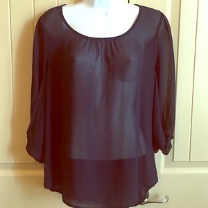 Navy Blue Boho Style Top