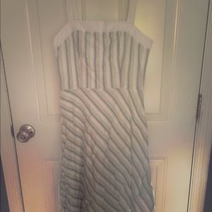 Loft green and white striped dress