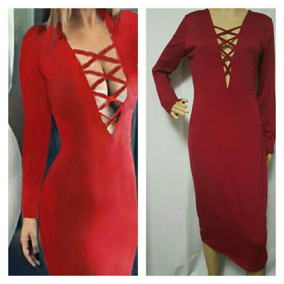 Sexy fashion red dress new size M-L