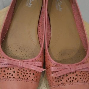 Pink Eyelet Leather Flats