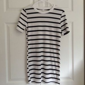Black and white striped shirt dress