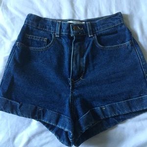 High waist denim cuff shorts