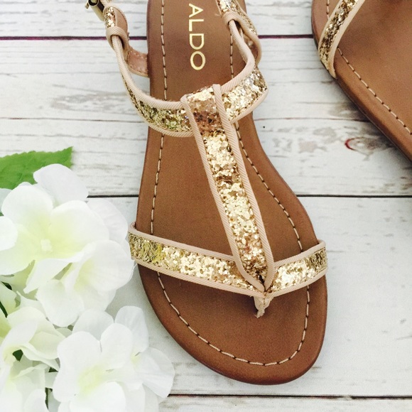 ALDO sparkly gold glitter Berger sandals