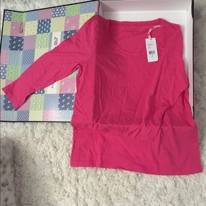 Pink vineyard vine three quarter sleeve tee.