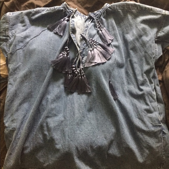 H&M denim tassel tunic HOLD