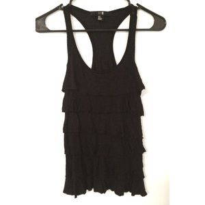 Black Ruffled Tank Top