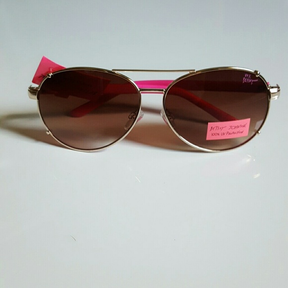 Betsey Johnson Accessories - Betsey Johnson Pink and gold aviator glasses
