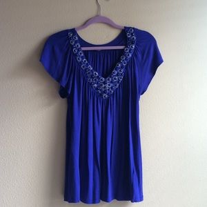 Royal blue top with embellishments