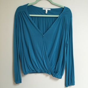 Soft Joie V-Neck Wrap Long-Sleeve Jersey Top