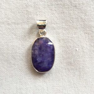 Faceted Sapphire Pendant Set in Sterling Silver