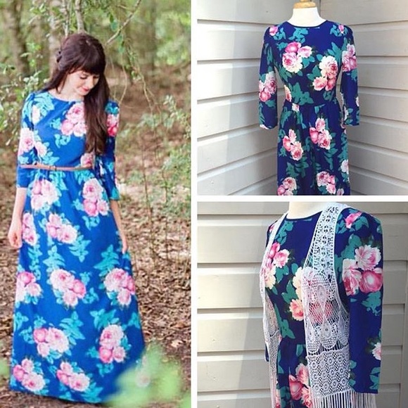 Blue Floral Maxi Dress