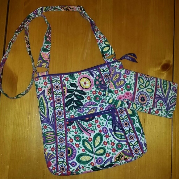 Vera Bradley over the shoulder bag and wallet set