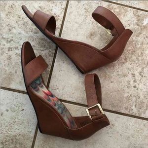 Brown Wedges with gold buckle