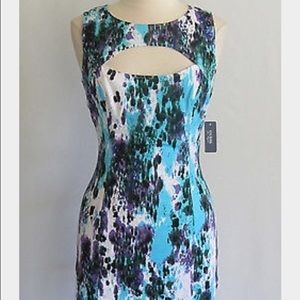 Guess Turquoise Multi Print Open Back/Front Dress