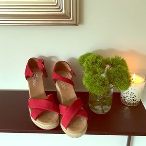 Toms Red Canvas Espadrilles
