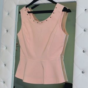 Forever21 Blush Pink with Silver Studs Peplum Top