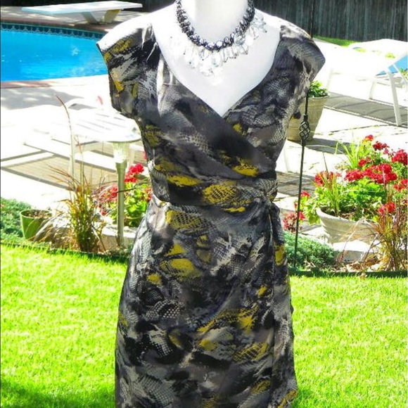 New Boston Proper Faux Wrap Python Dress - Picture 3 of 5