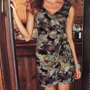 New Boston Proper Faux Wrap Python Dress