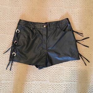 NWOT festival-ready fringed pleather shorts