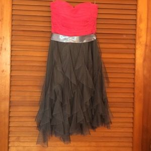 Pink and gray ruffled semi-formal dress(Worn once)