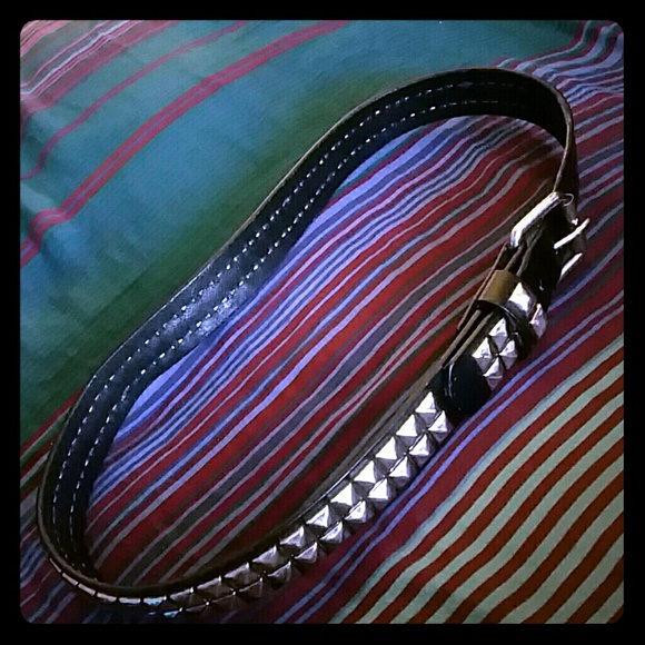 Black Leather Studded Belt