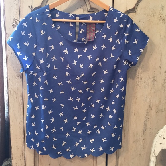 Blue aviary blouse
