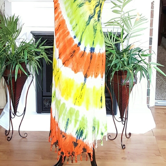 🔴Hi/Low Fringe "Glistening Tangrine" Dress- Plus - Picture 4 of 4