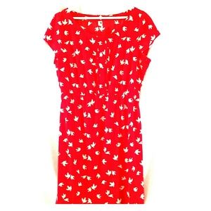 Old Navy Red /White Bird Patterned Dress Size L
