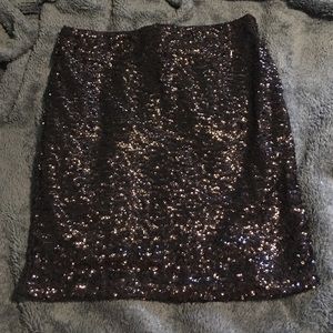 Black sequined mini skirt