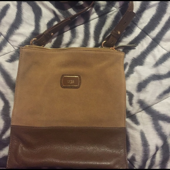 UGG Tan Suede & Brown Leather Small Crossbody Bag