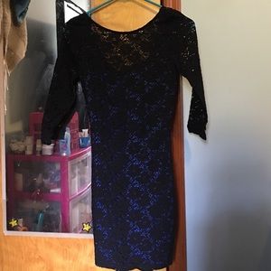 Black and blue lace dress