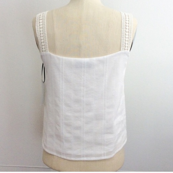 White On white Pin Stripe & eyelet Crochet blouse - Picture 2 of 4