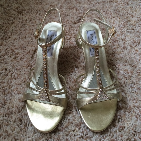 Gold T strap heels