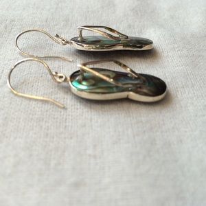 Unique Abalone Flip Flops Sterling Silver Earrings