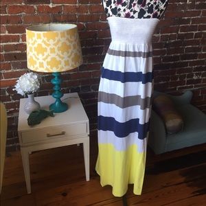 Nautical Navy & Yellow Maxi Dress