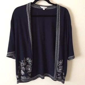 Navy blue white detailed kimono