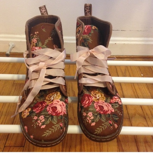 Brown and Floral Doc Martens