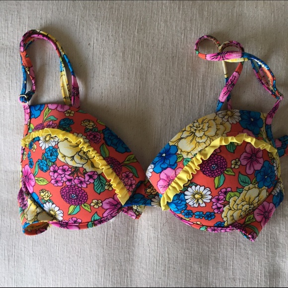 Flower print push up bikini
