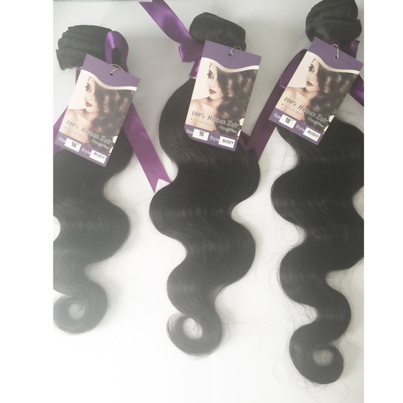 100% Human Hair Extensions Bundle of 3 - Picture 1 of 3