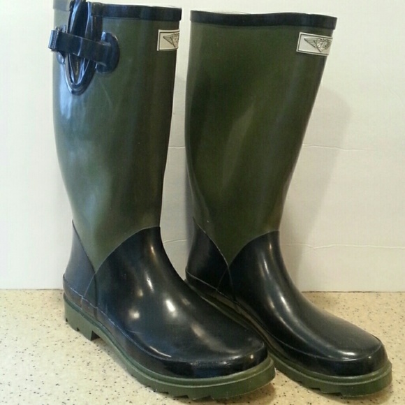 Forest Green and Black Rain Boots
