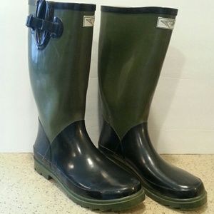 Forest Green and Black Rain Boots
