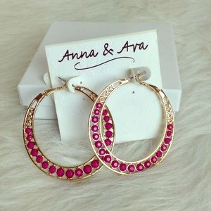 🆕LISTING Anna & Ava Gold Hoops with Pink Beads