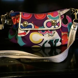 Multicolor coach satchel purse
