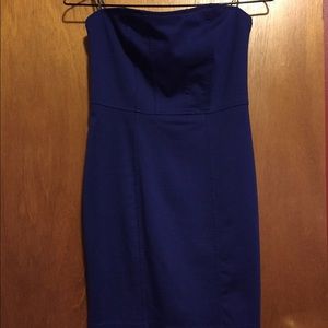 Strapless blue mini dress