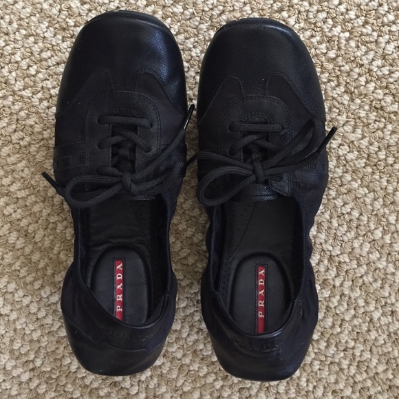 Prada lace up flats
