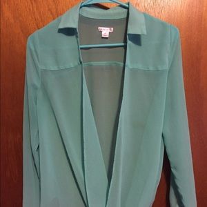 Tiffany blue sheer top