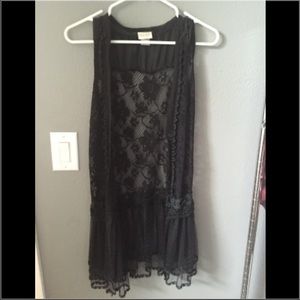 Boho black lace vest