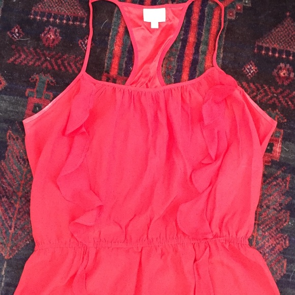 Red Parker silk dress with ruffles size M - Picture 2 of 4