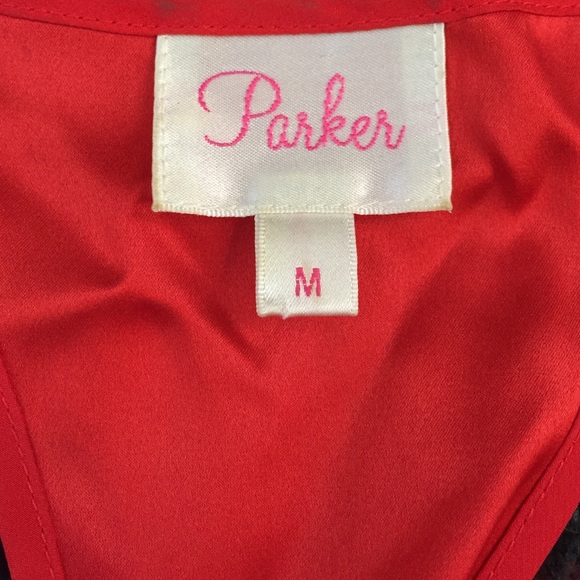Red Parker silk dress with ruffles size M - Picture 3 of 4